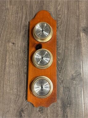 Vintage Taylor Barometer Thermometer Humidity Meter Gauge Wood Wall Hanging